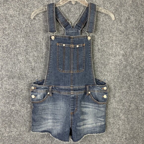 Tinseltown Shortall Women Size M Raw Hem Pocket Bib Distressed - Picture 1 of 10